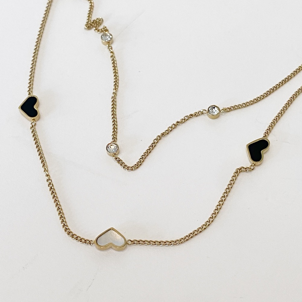 Rini Vella Heart Charm Anklet Black enamel and Mother of Pearl